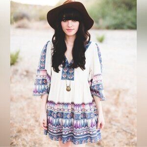 Free People Womens Terra Nova Bohemian Eclectic Southwestern Ethnic Dress XS